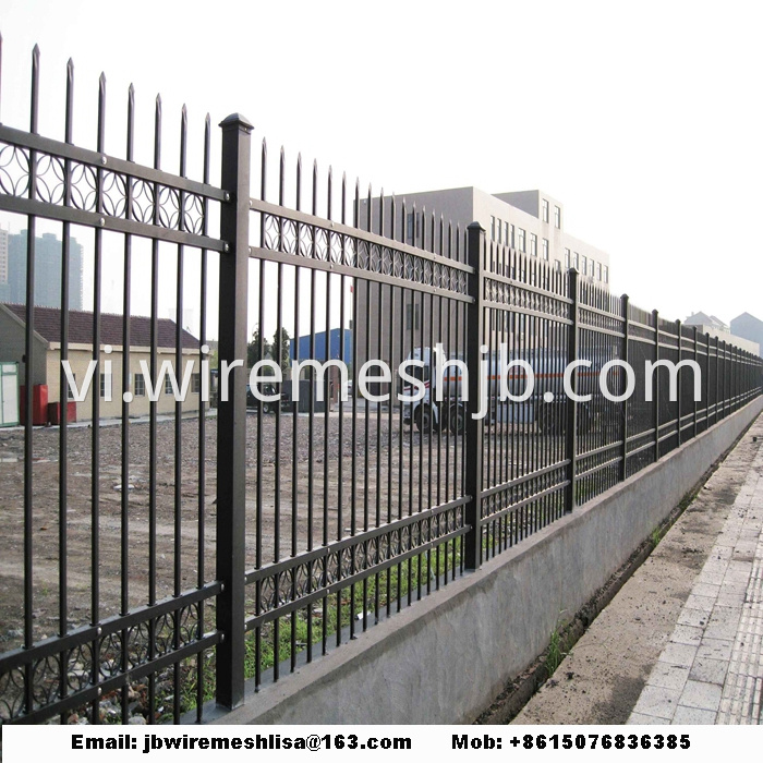 Black Zinc Steel Wrought Iron Fence